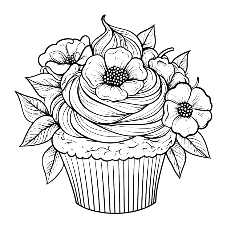 Ausmalbild Dekorativer Cupcake