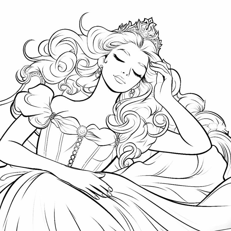 Dibujo para colorear de la Bella Durmiente