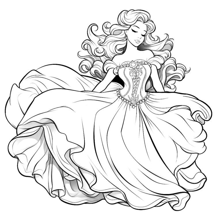 Dibujo para colorear La Bella Durmiente bailando