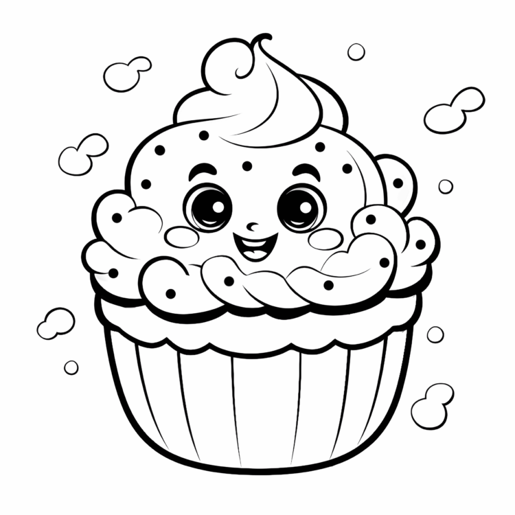 Dibujo para colorear Una magdalena feliz