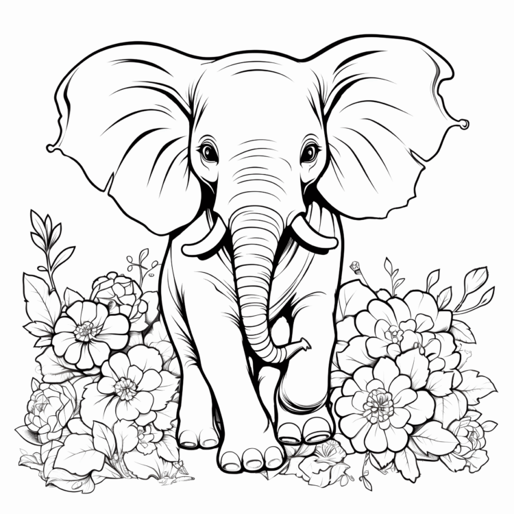 Coloring picture elephant coloring page
