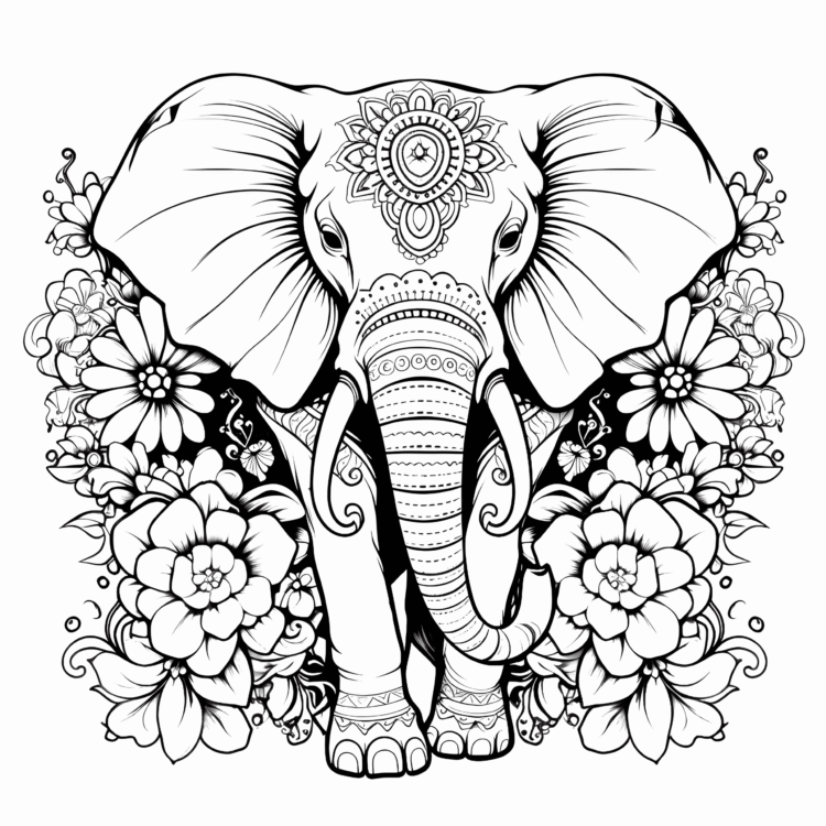 Dibujo para colorear mandala elefante