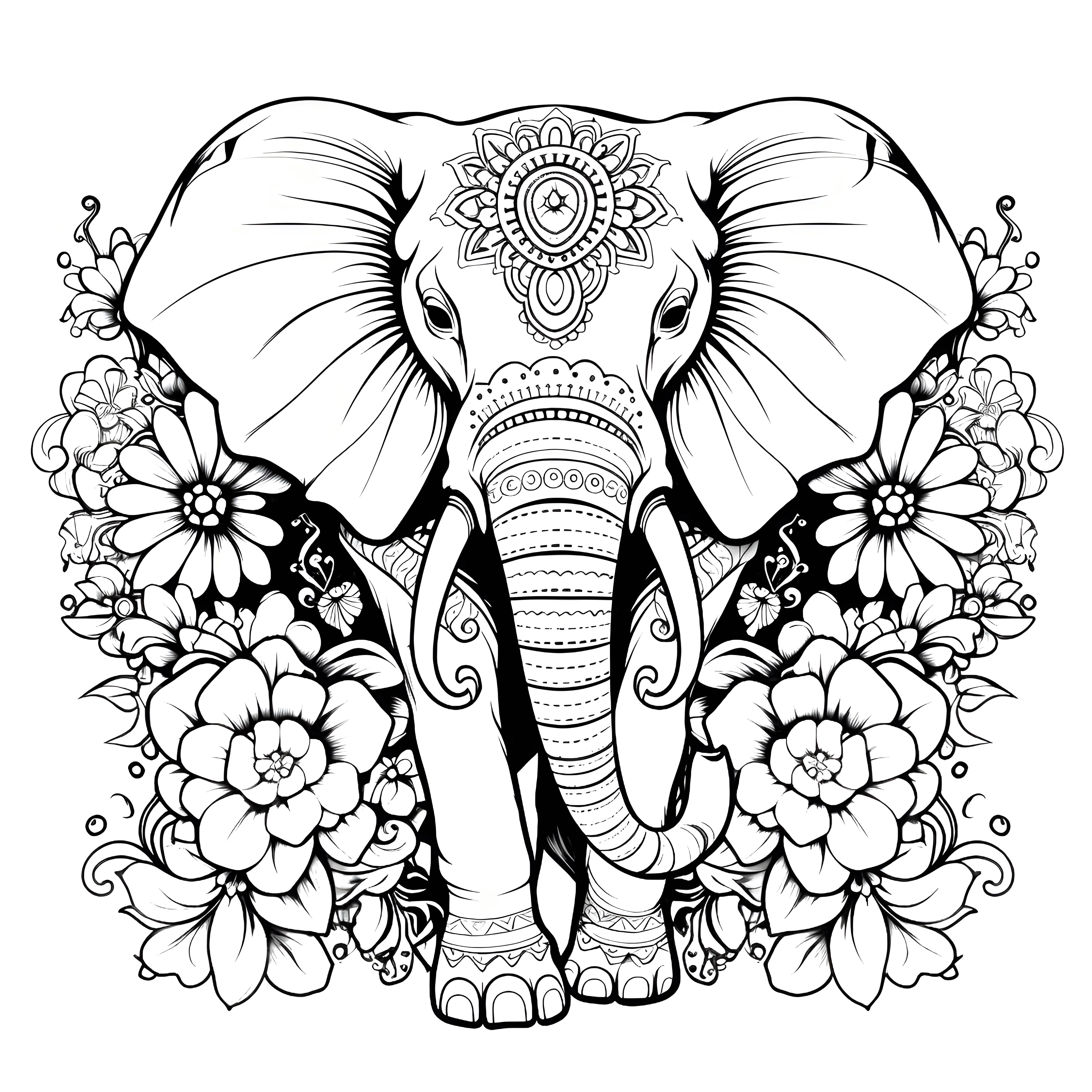 Elefant Mandala" Ausmalbild - kostenlos herunterladen