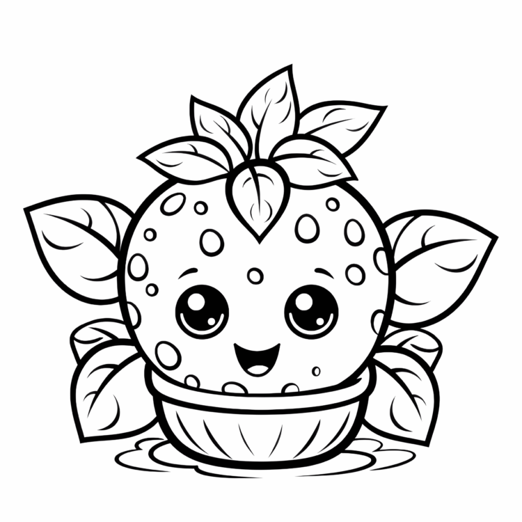 Dibujo para colorear fresa sonrojada