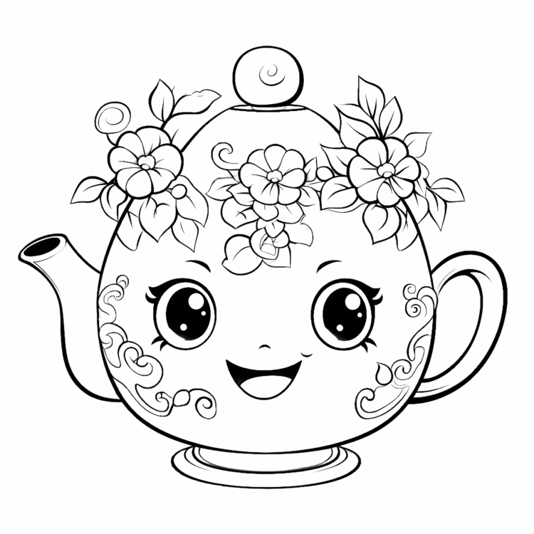 Dibujo para colorear Tetera sonrojada