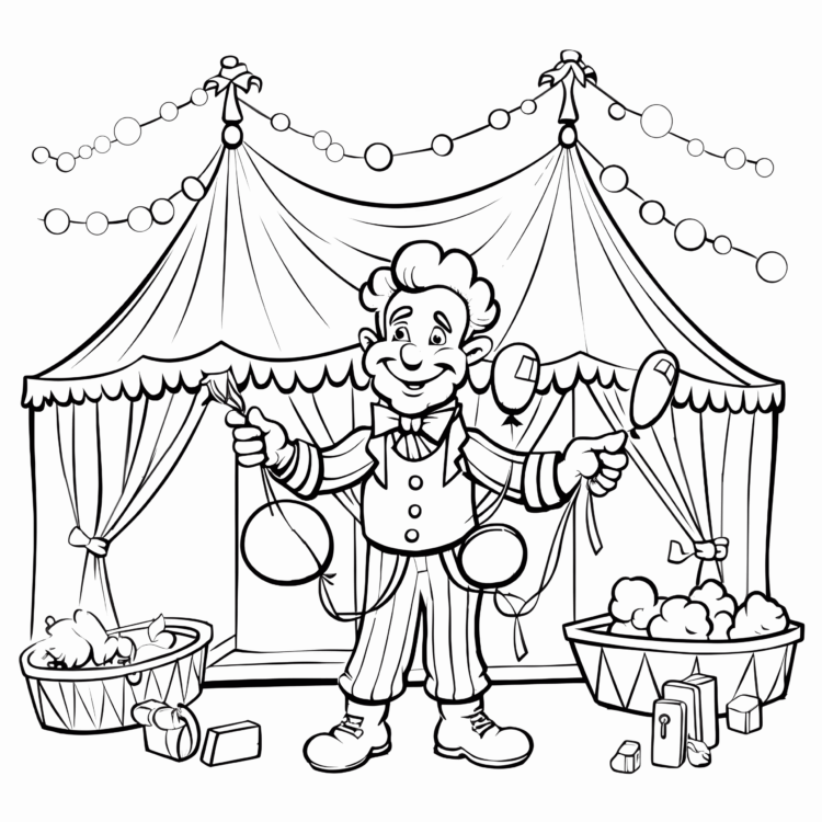 Dibujo para colorear mago de carnaval