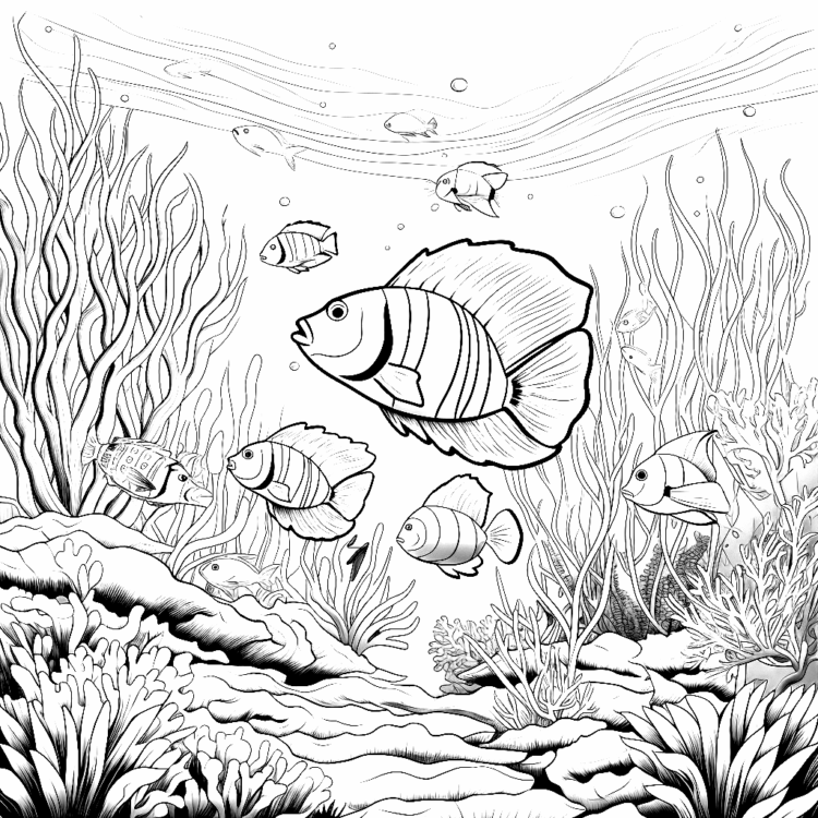 Coloring picture fish under water