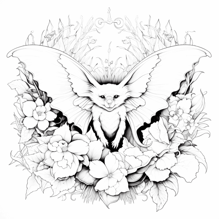 Dibujo para colorear mandala murciélago