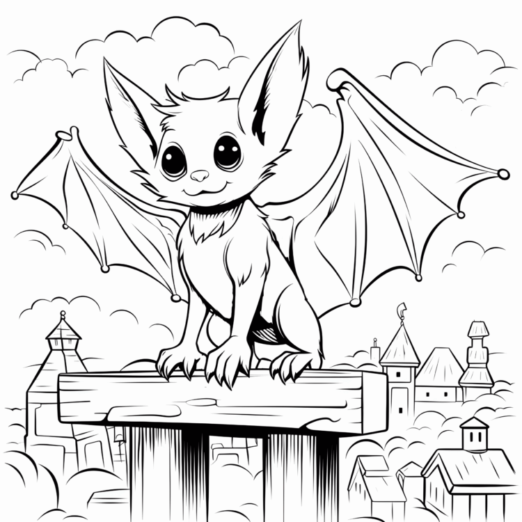 Dibujo para colorear murciélago sonriendo