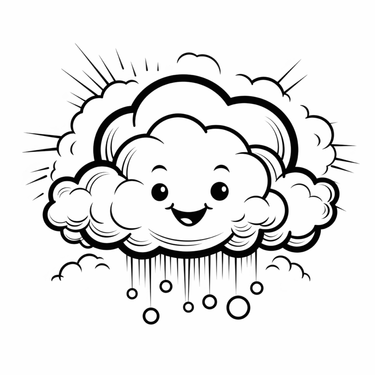 Coloring picture joyful cloud