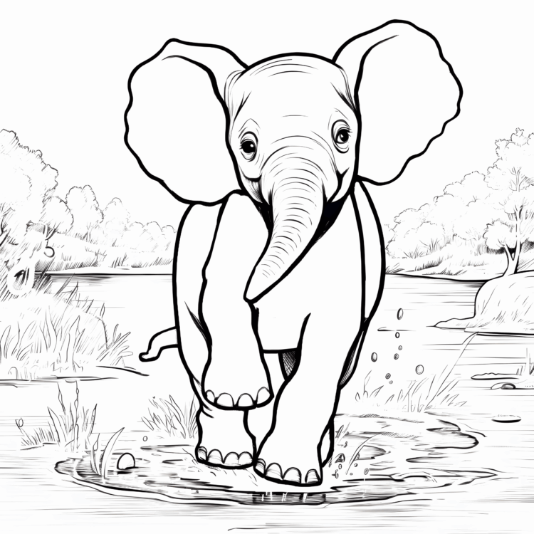 Peaceful elephant coloring page