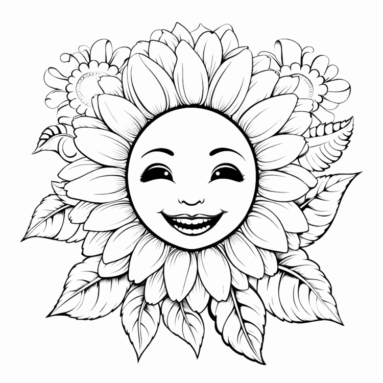 Dibujo para colorear Girasol feliz