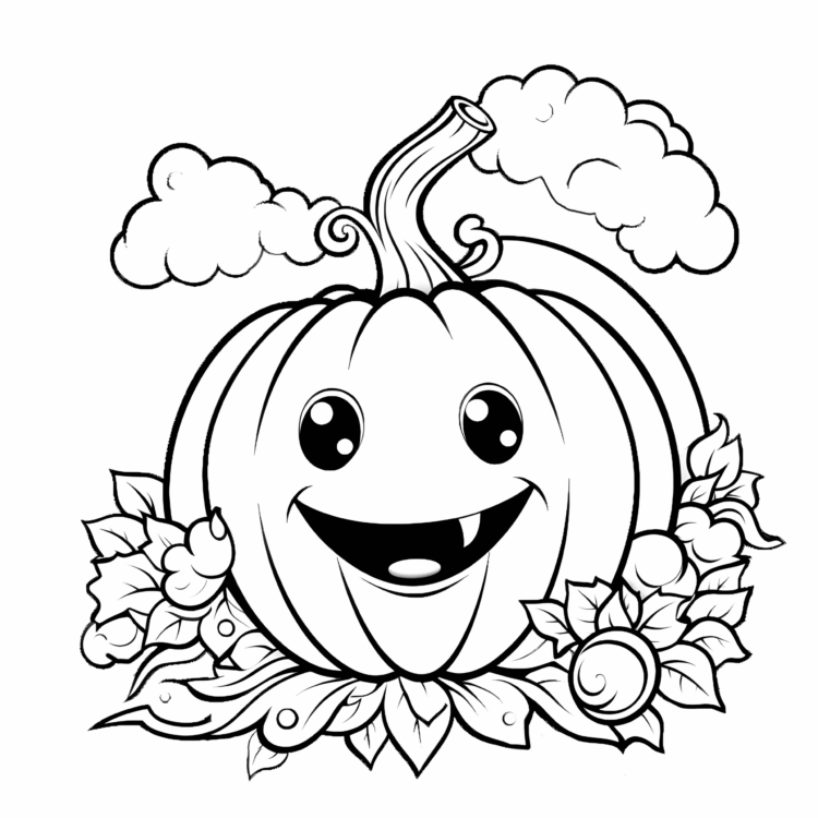 Coloring picture Happy pumpkin