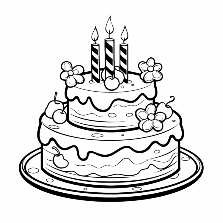 Coloring picture fruity flower cake