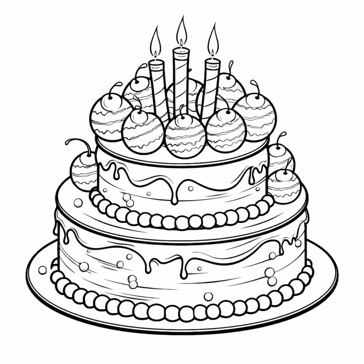 Coloring picture fruity cake