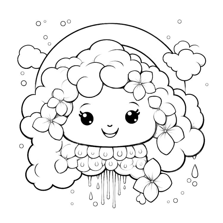 Coloring picture spring shower