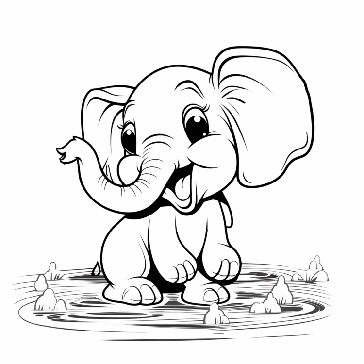 Coloring picture happy elephant