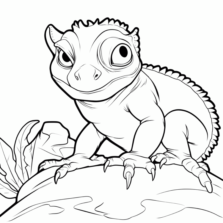 Coloring picture big chameleon