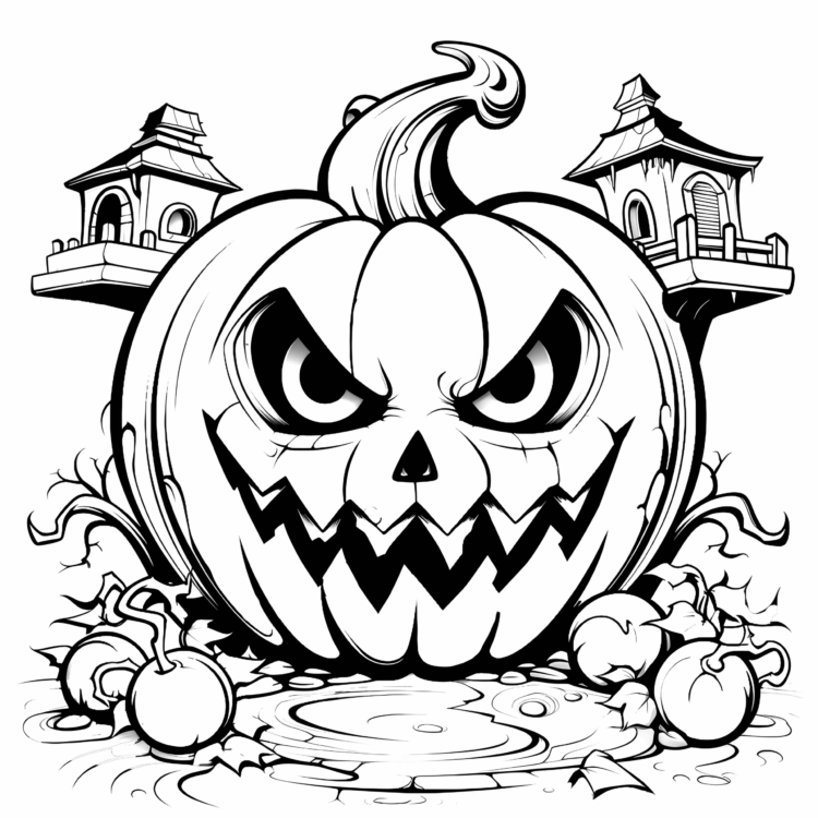 Horripilante página para colorear de Jack-o-Lantern