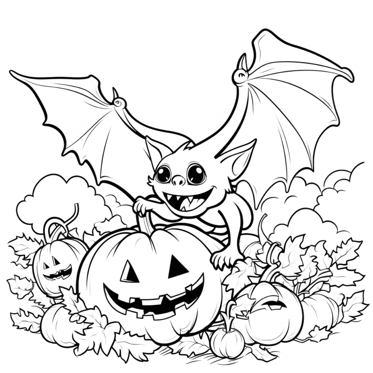 Ausmalbild Halloween Fledermaus
