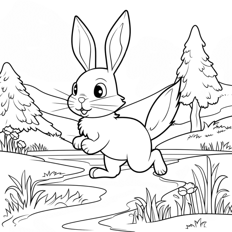 Coloring picture rabbit running