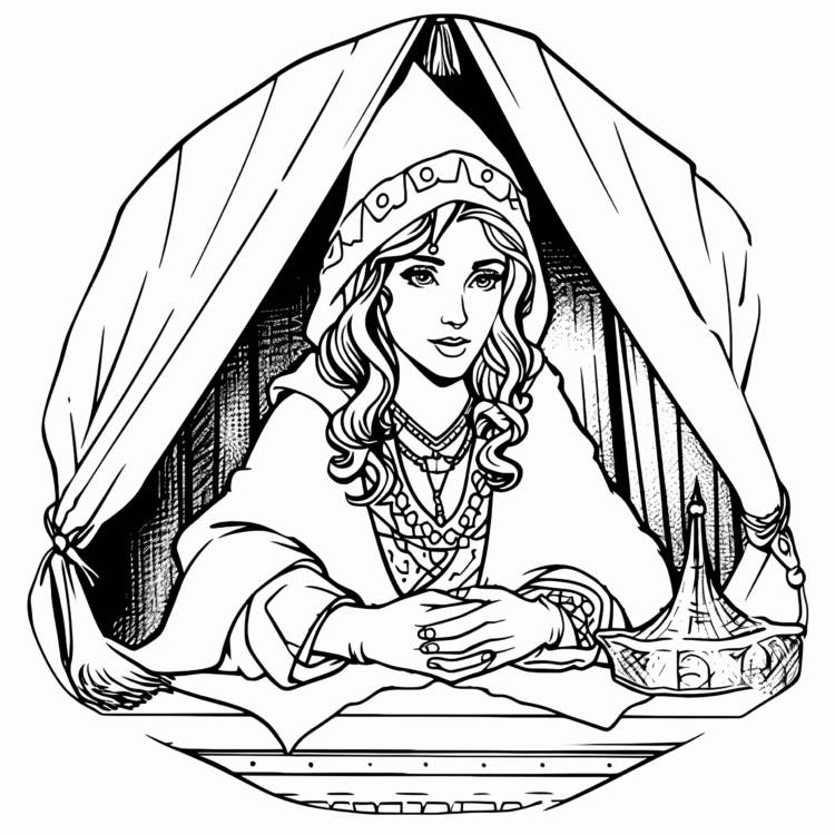 Coloring picture carnival fortune teller