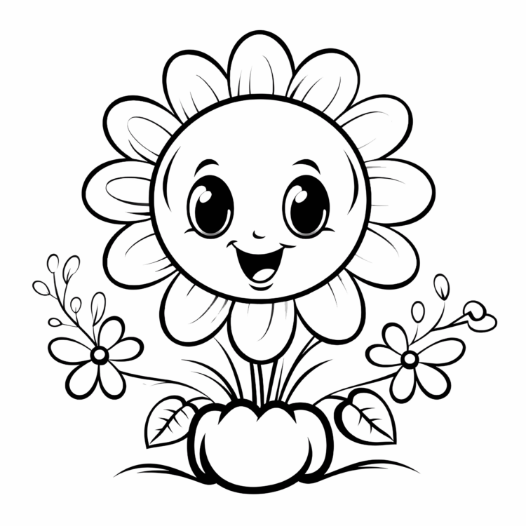 Ausmalbild Kichernde, blühende Blume