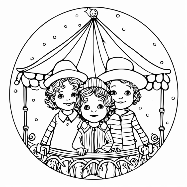 Dibujo para colorear niños en el circo