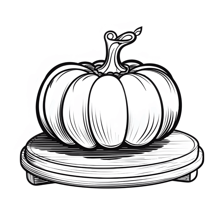 Dibujo para colorear calabaza en tablero de madera
