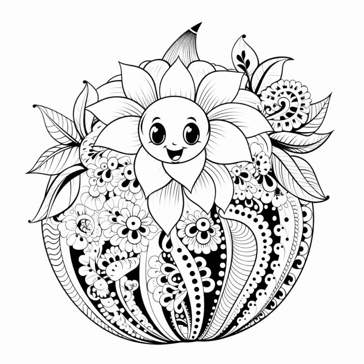 Smiling melon coloring page