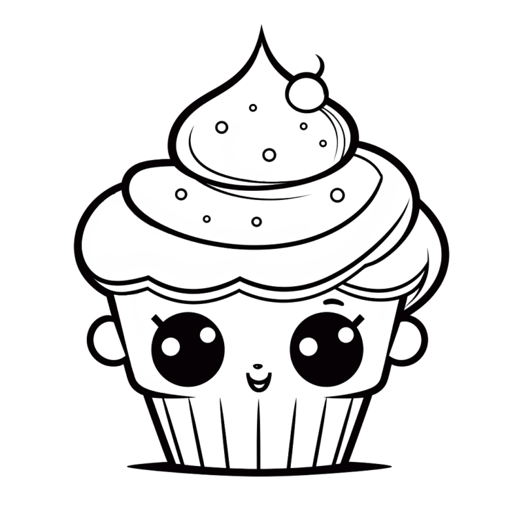 Ausmalbild Leckerer Cupcake