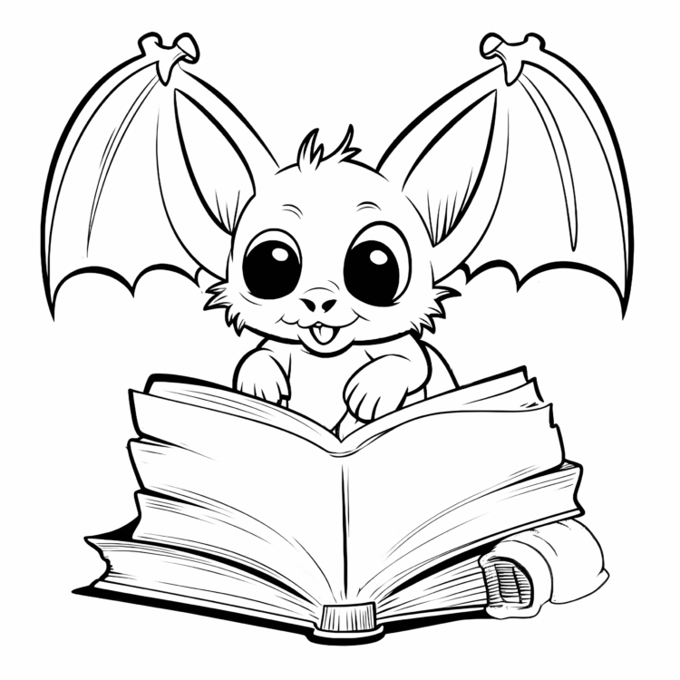 Dibujo para colorear murciélago lector