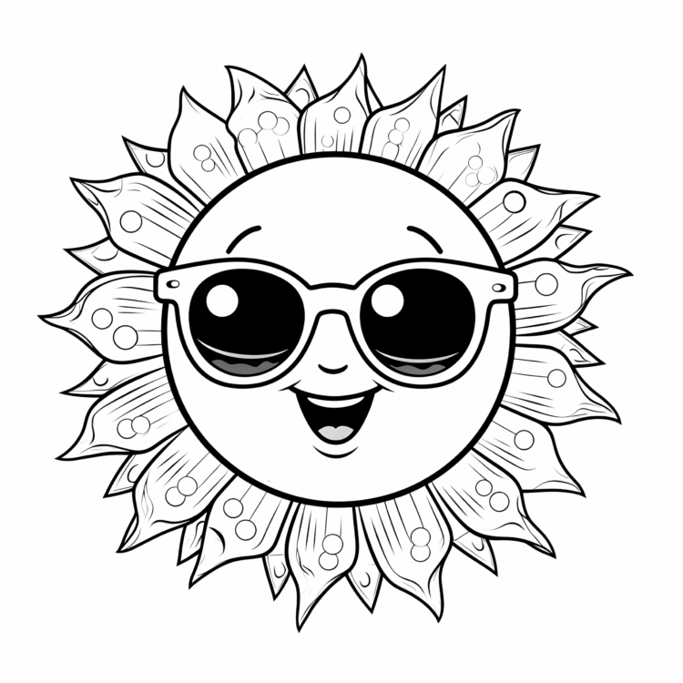 Dibujo para colorear adorable sol risueño
