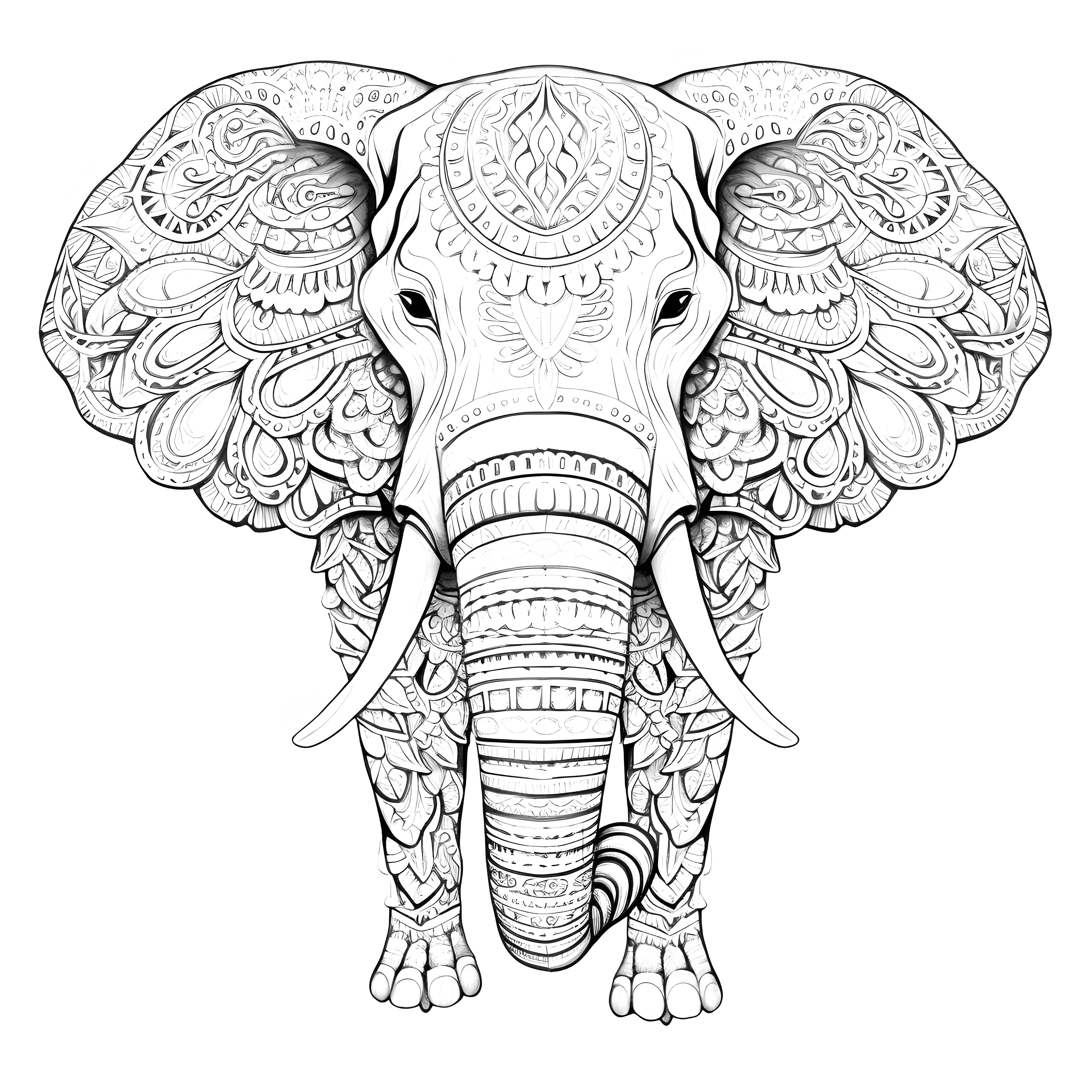 Mandala Elefant" Ausmalbild - kostenlos herunterladen