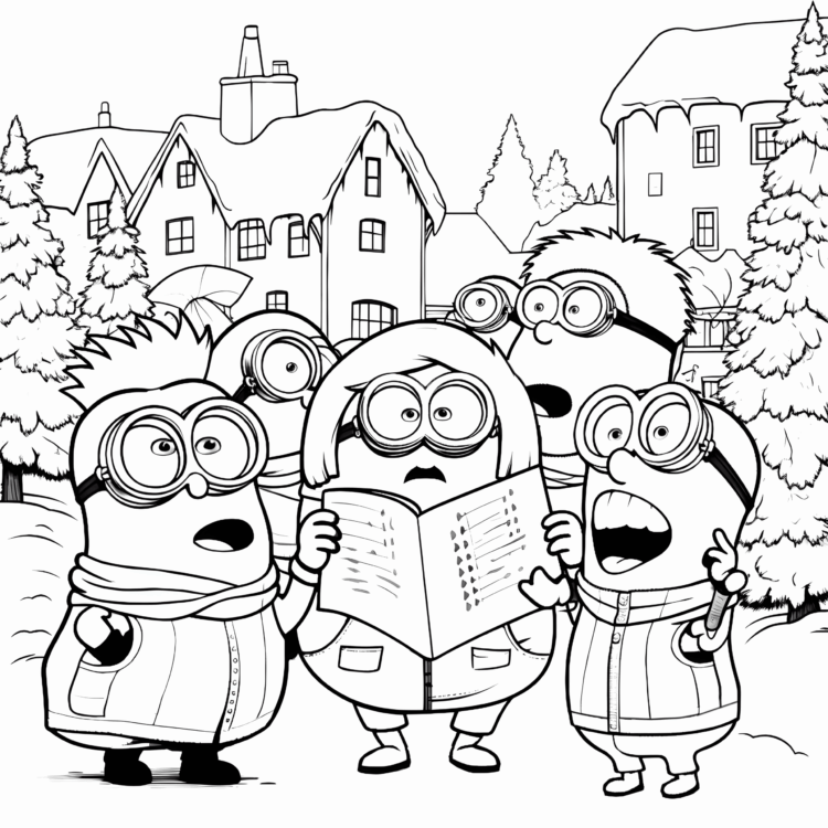 Minions Christmas coloring page