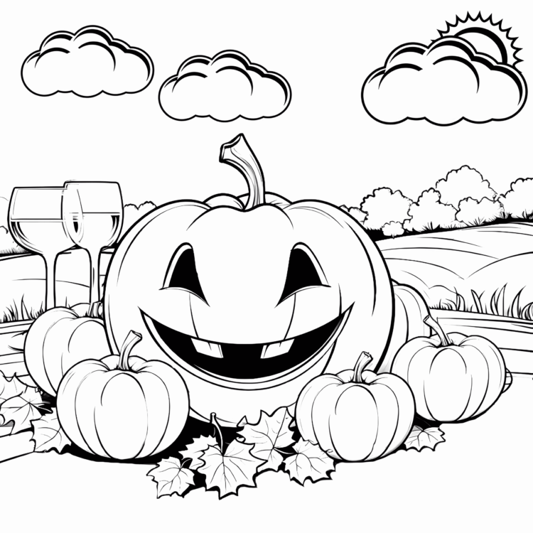 Coloring picture chubby pumpkin