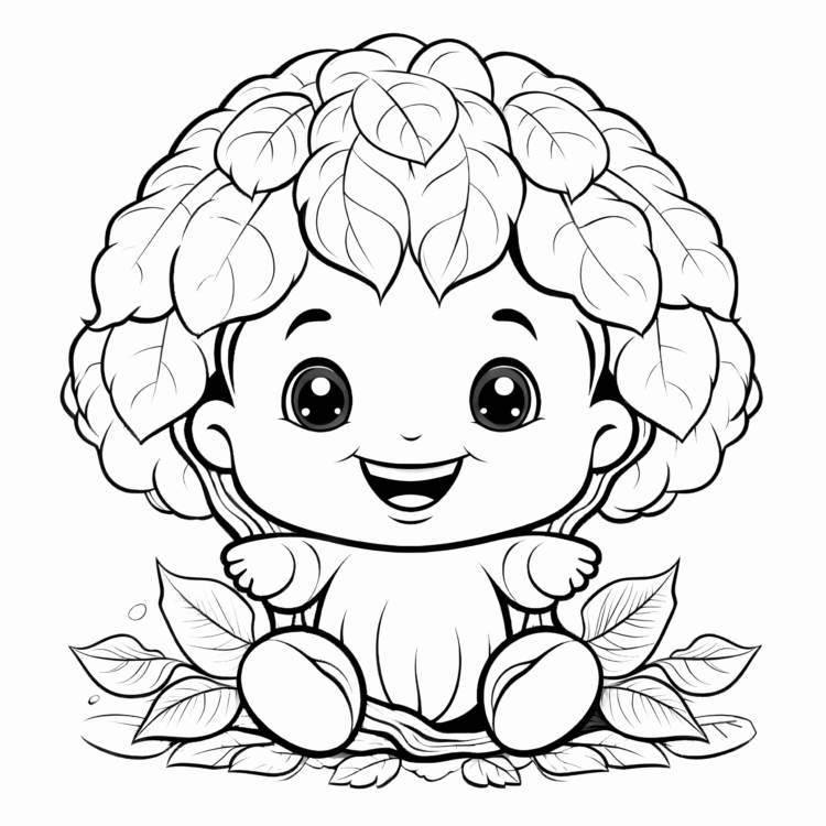 Dibujo para colorear linda bellota