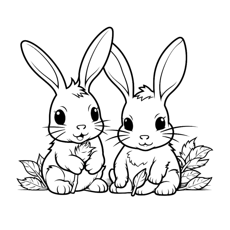 Dibujo para colorear lindos conejos