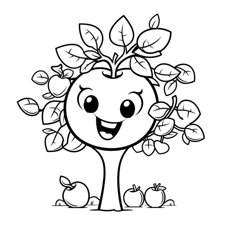Dibujo para colorear bonito manzano