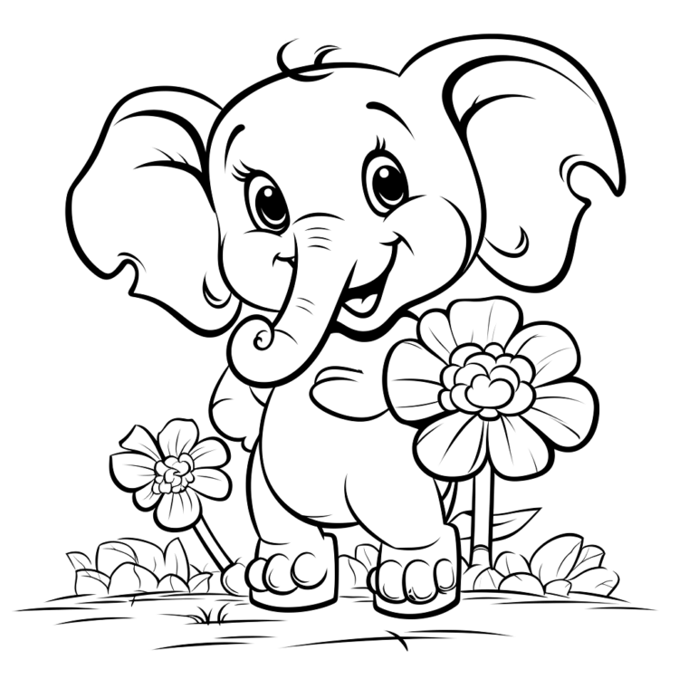 Ausmalbild Niedlicher Elefant