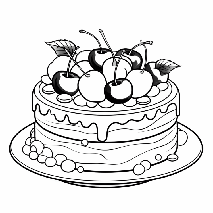Coloring picture fruit cake