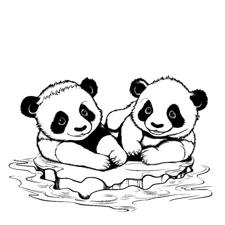 Coloring picture panda and water