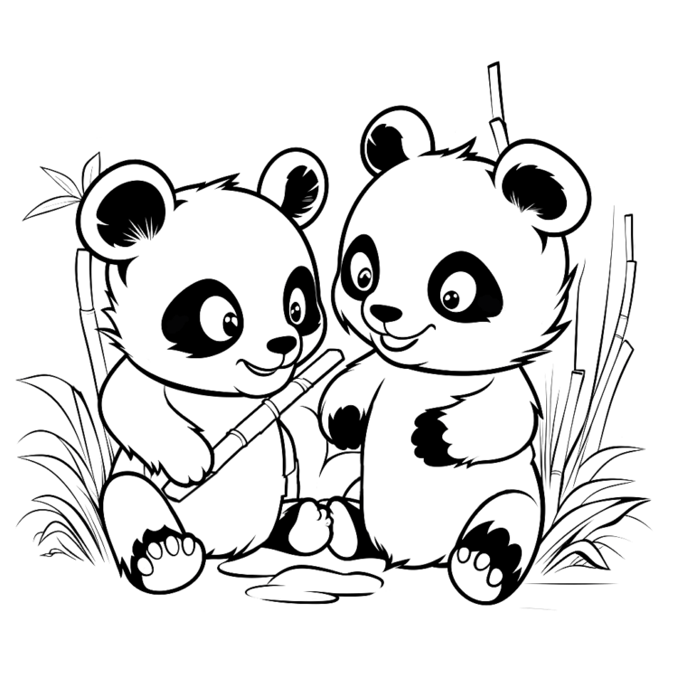 Coloring picture panda bears
