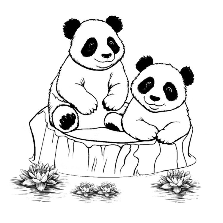 Coloring picture pandas
