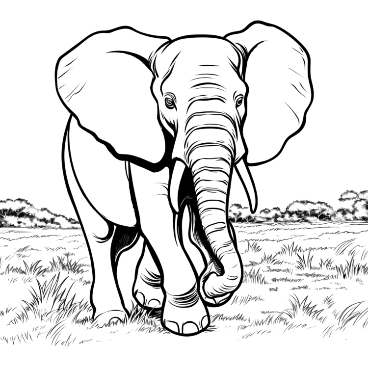 Giant elephant coloring page