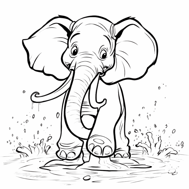 Ausmalbild Ruhiger Elefant