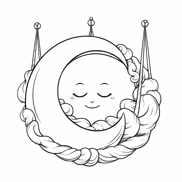 Coloring picture Sleepy moon