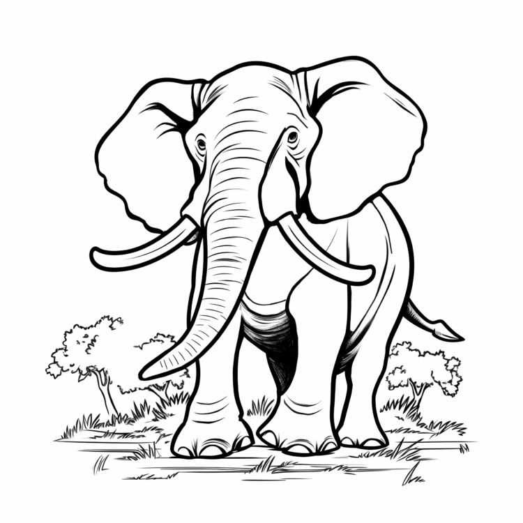 Dibujo para colorear de elefante tímido