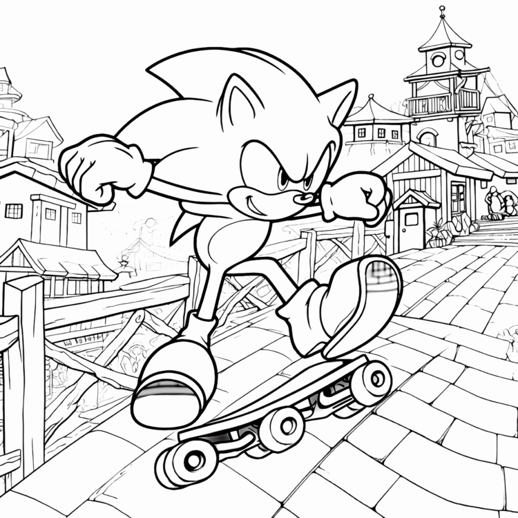 Ausmalbild Sonic Skating