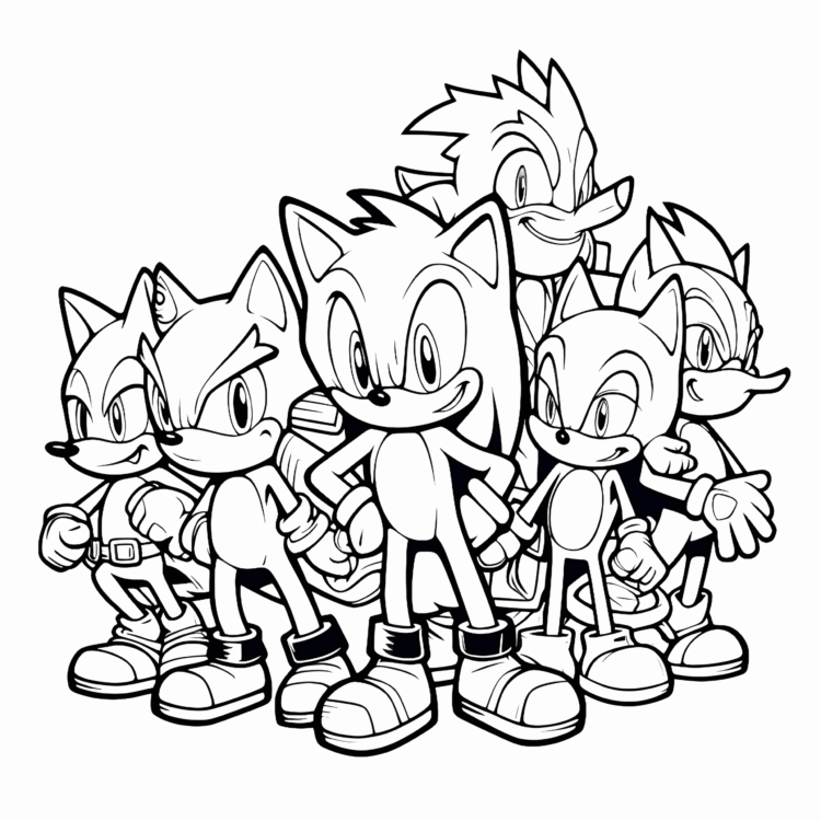 Dibujo para colorear Sonic y sus amigos